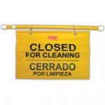 View: 9S16 Site Safety Hanging Sign with Multi-Lingual "Closed for Cleaning" Imprint 